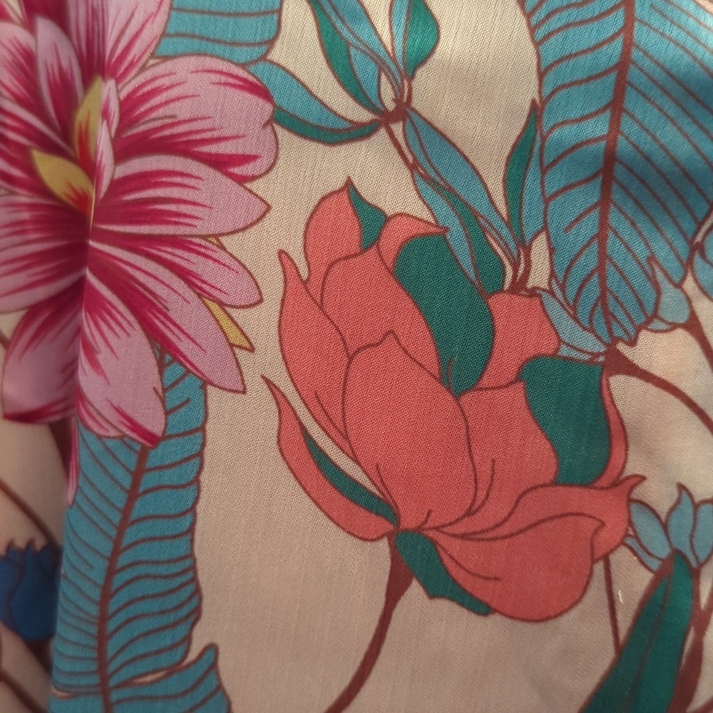 Umgee Floral Blouse with Ruffle Sleeves Colorful V-Neck Retro Women's Size 2XL - Picture 4 of 5